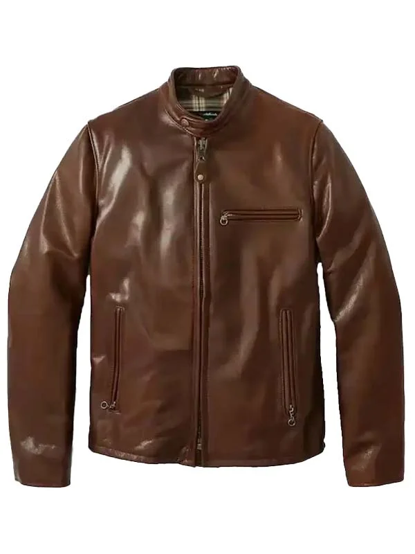 Brown Waxed Cowhide Leather Jacket