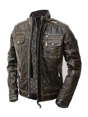 Cafe Racer Distressed Brown Leather Jacket