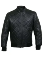 Casual Wear Men Black Quilted Leather Jacket