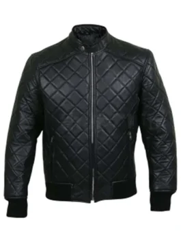 Casual Wear Men Black Quilted Leather Jacket