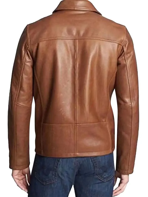 Men Casual Brown Leather Jacket