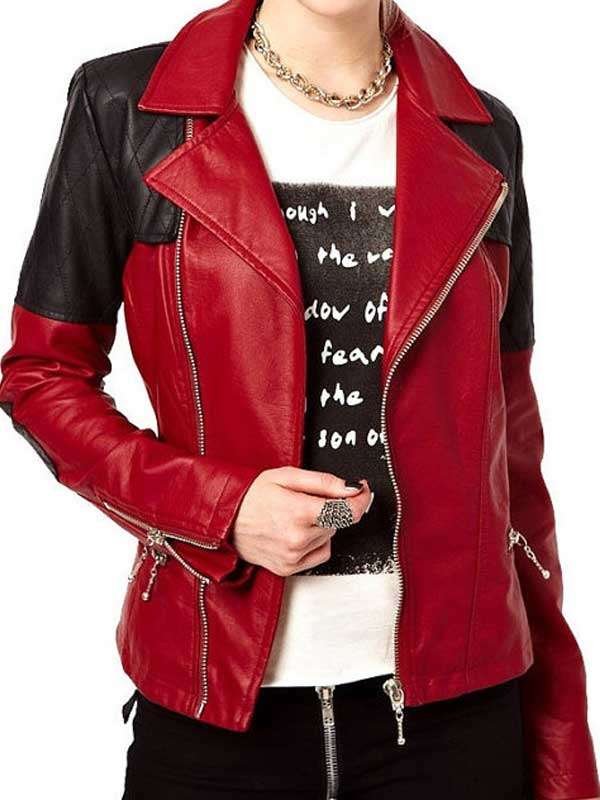 Stylish Motorcycle Red and Black Leather Jacket