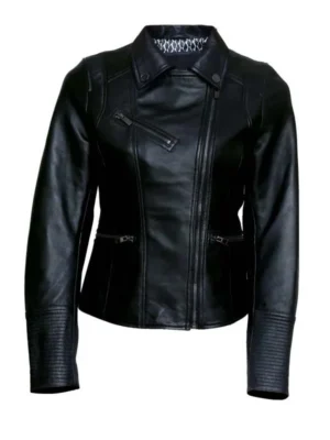 Women Black Quilted Biker Leather Jacket