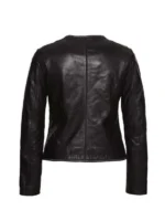 Women Black Slim Fit Motorcycle Leather Jacket