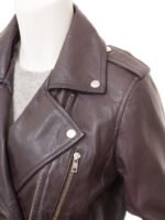 LADIES PURPLE LEATHER BIKER JACKET: TORONTO