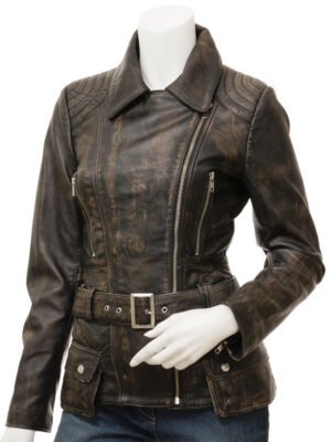 WOMEN'S VINTAGE LEATHER BIKER JACKET: SIMI