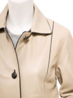 WOMEN'S BEIGE & BLACK LEATHER JACKET: CUSSETA