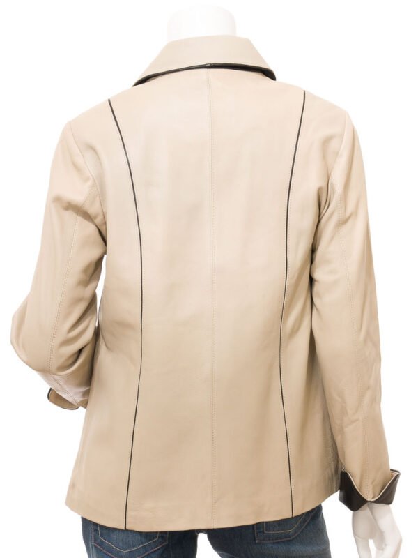 WOMEN'S BEIGE & BLACK LEATHER JACKET: CUSSETA