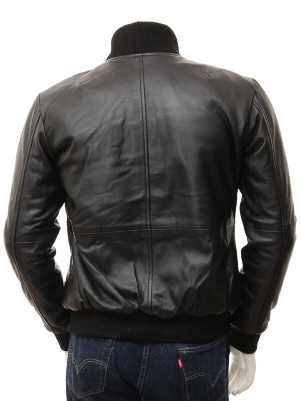 MEN'S BLACK LEATHER BOMBER JACKET: CHERITON