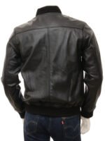 MEN'S BLACK LEATHER BOMBER JACKET: COLEFORD