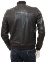 MEN'S BLACK LEATHER BOMBER JACKET: MARIANSLEIGH