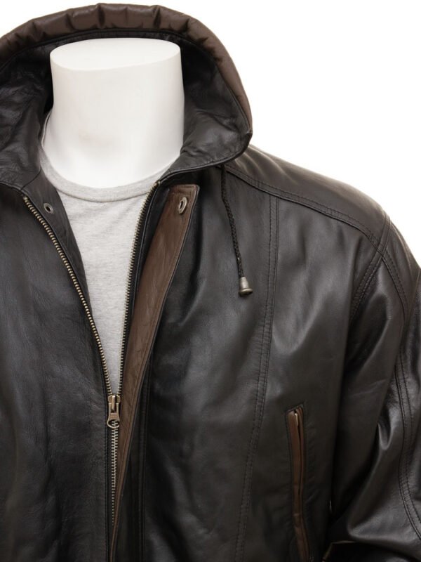 MEN'S BLACK LEATHER COAT: CHAWLEIGH