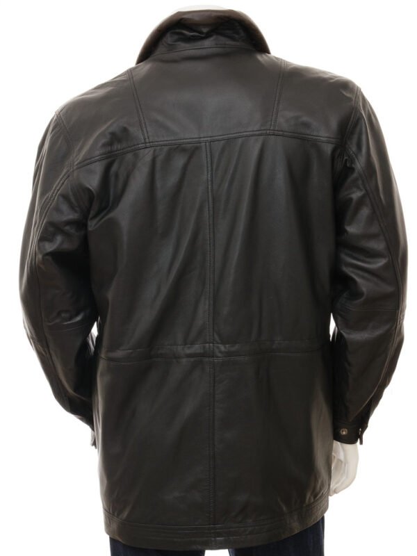 MEN'S BLACK LEATHER COAT: CHAWLEIGH