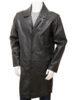 MEN'S BLACK LEATHER COAT: PUDDINGTON