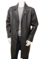 MEN'S BLACK LEATHER COAT: PUDDINGTON