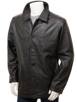 MEN'S BLACK LEATHER COAT: FREMINGTON