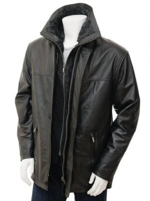 MEN'S BLACK LEATHER JACKET: ERFUT