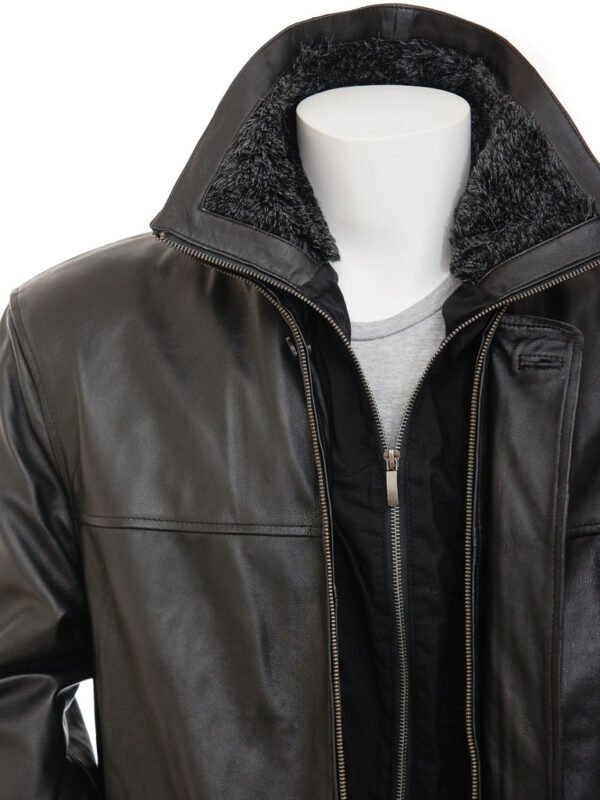 MEN'S BLACK LEATHER JACKET: ERFUT