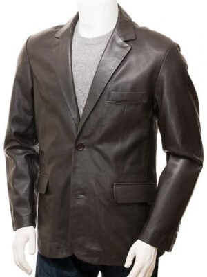 MENS LEATHER BLAZER IN BROWN: ALPHINGTON