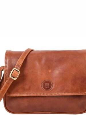 Womens Cross Body Real Leather Messenger Bag Flap